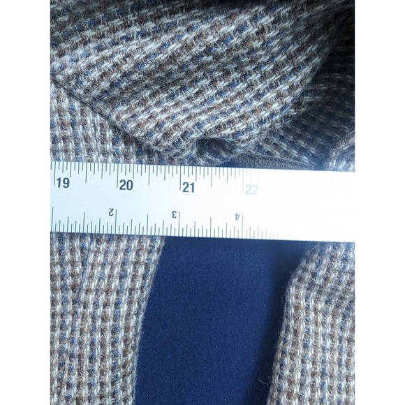 Tweed Speckled 42R Brown Blue/Grey Sport Coat w/ Elbow Patch VTG Leather Button - Picture 7 of 15